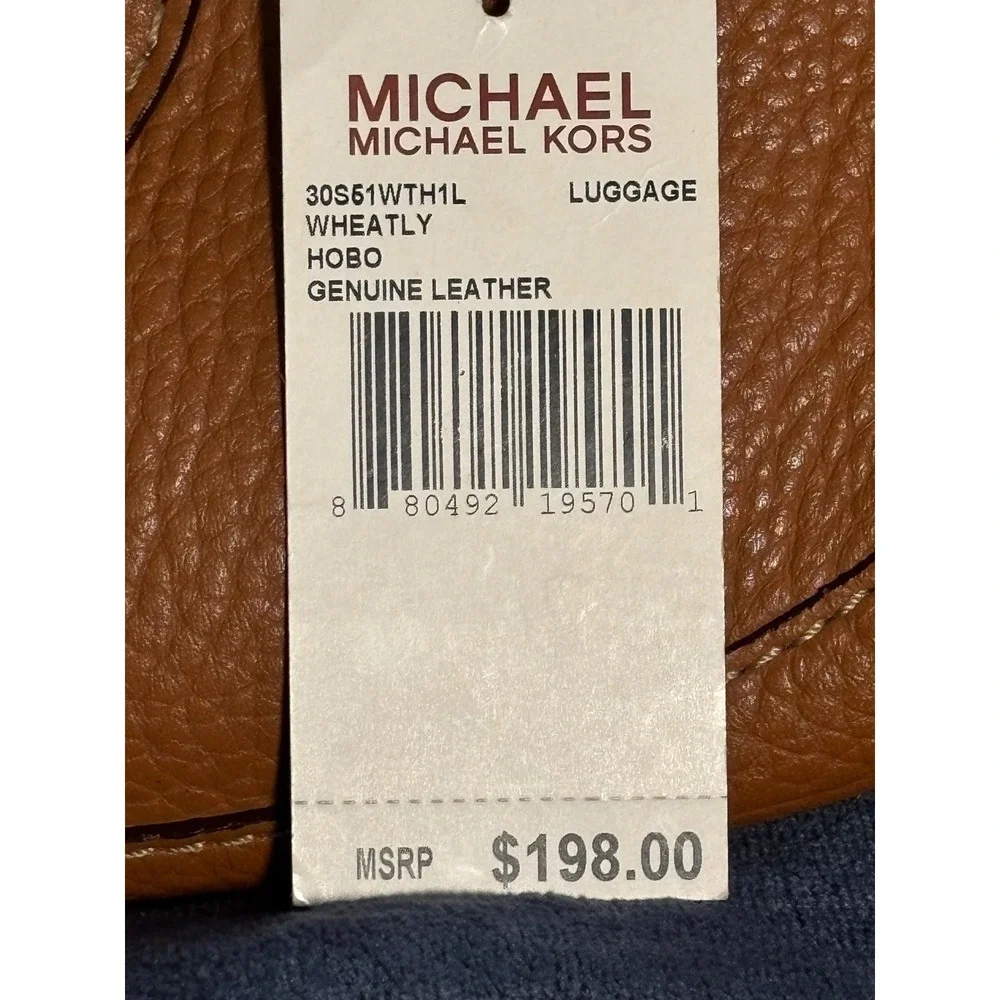 Michael‎ Kors Wheatly Hobo Bag Luggage Pebbled Leather Brown 30S51WTH1L